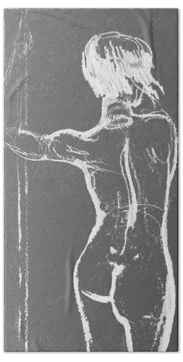 Nude Beach Towel featuring the painting Nude Model Gesture XXXIII by Irina Sztukowski