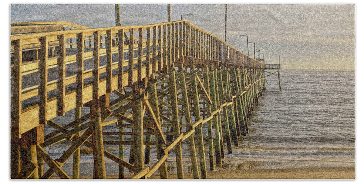 Pier Beach Towel featuring the photograph Oak Island Pier by Don Margulis