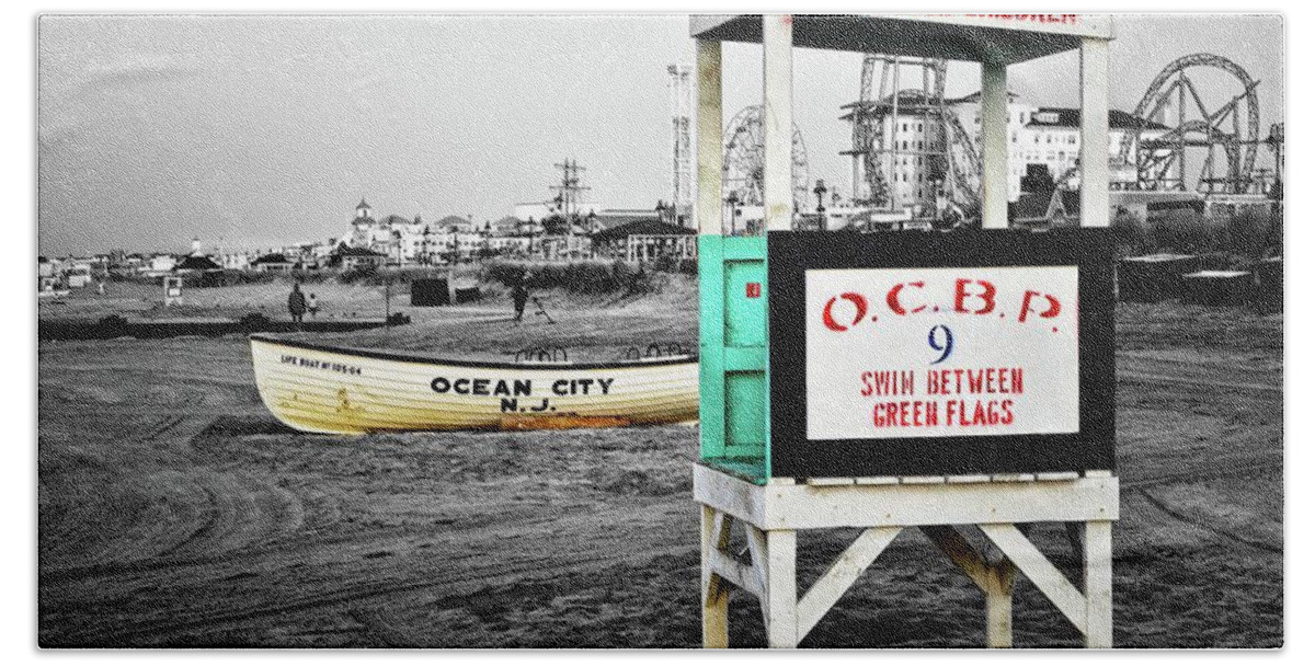 Ocean City Beach Towel featuring the photograph Ocean City NJ Lifeguard Stand by James DeFazio