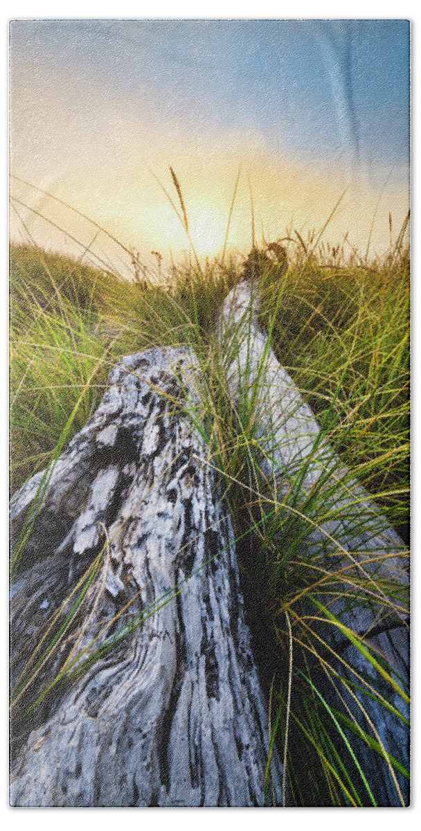 Clouds Beach Towel featuring the photograph Ocean Driftwood by Debra and Dave Vanderlaan
