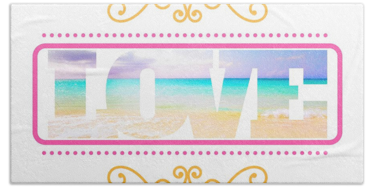 Love Beach Towel featuring the digital art Ocean Love Adorned by Becqi Sherman