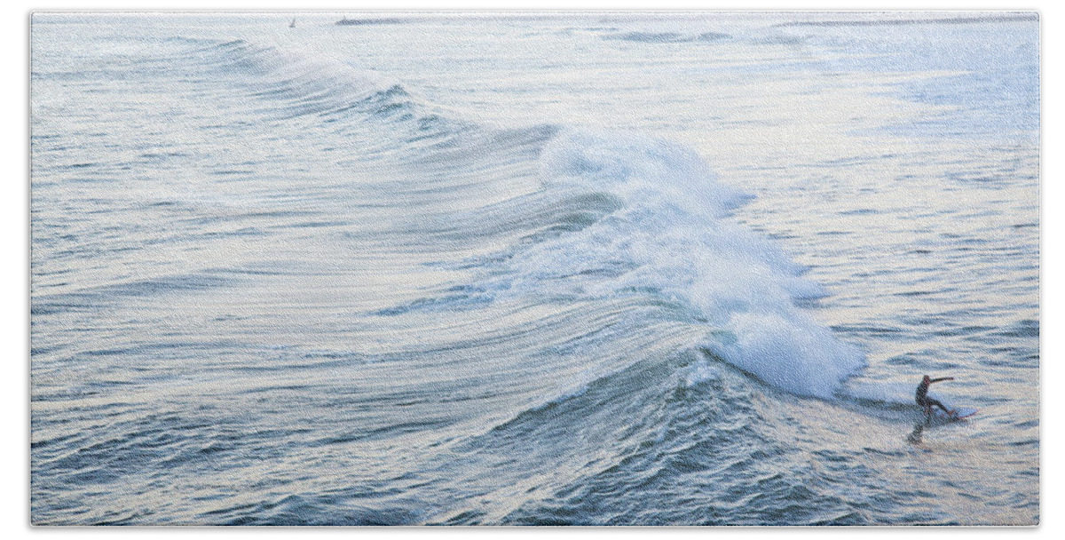 Surfer Beach Towel featuring the photograph Oceanside California Big Wave Surfing 62 by Catherine Walters