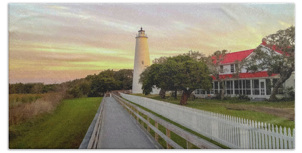 Ocracoke Island Beach Towel featuring the photograph Ocracoke Lighthouse 2012-10 06 by Jim Dollar