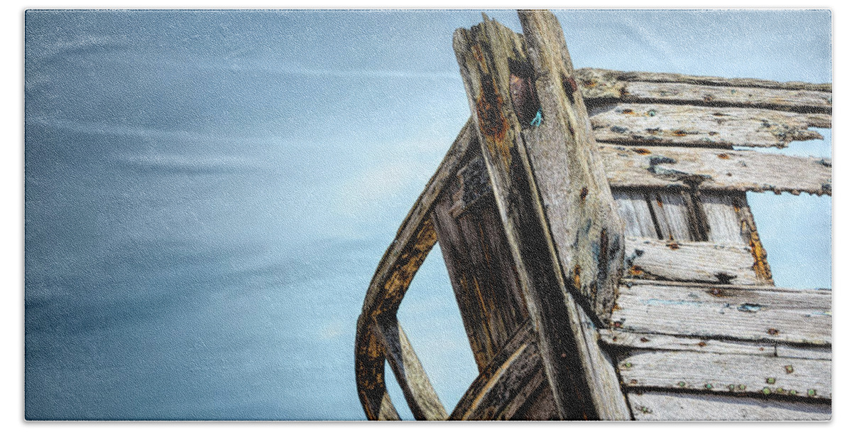 Dungeness Beach Towel featuring the photograph Old Abandoned Boat Landscape by Rick Deacon