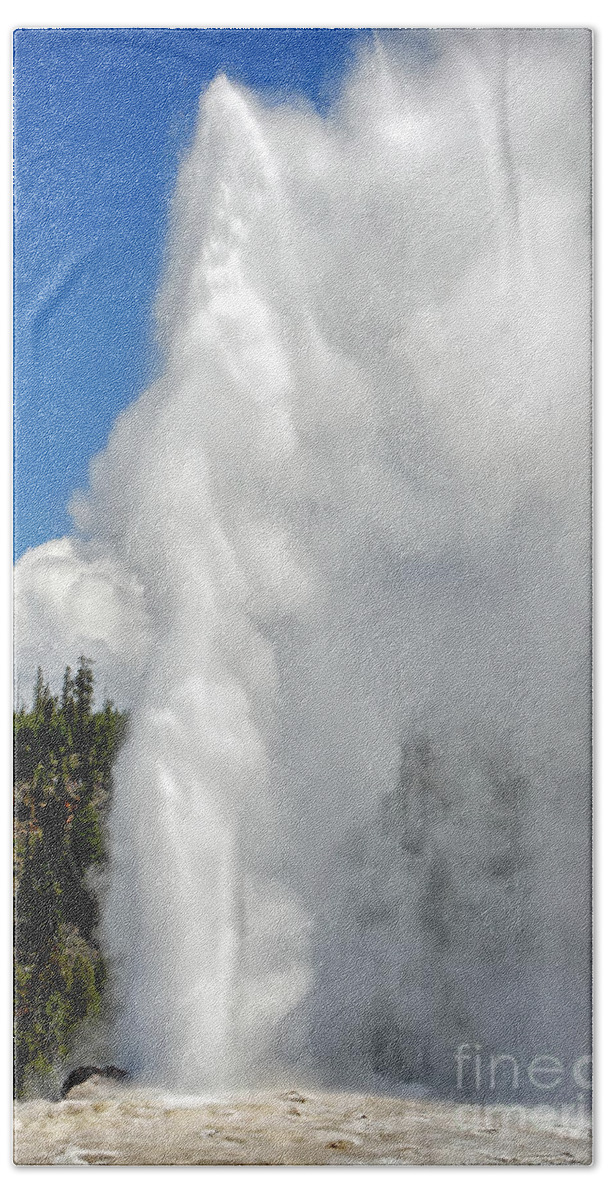 Nature Beach Towel featuring the photograph Old Faithful with Steam and Vapor by Lincoln Rogers