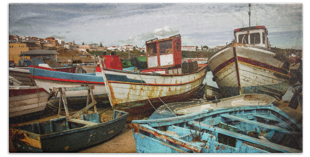 Fishing Beach Towel featuring the photograph Old Fishing Boats by Carlos Caetano