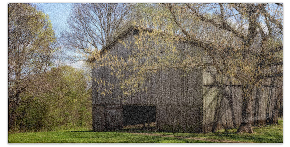 Barn Beach Towel featuring the photograph Old Tobacco Barn by Susan Rissi Tregoning