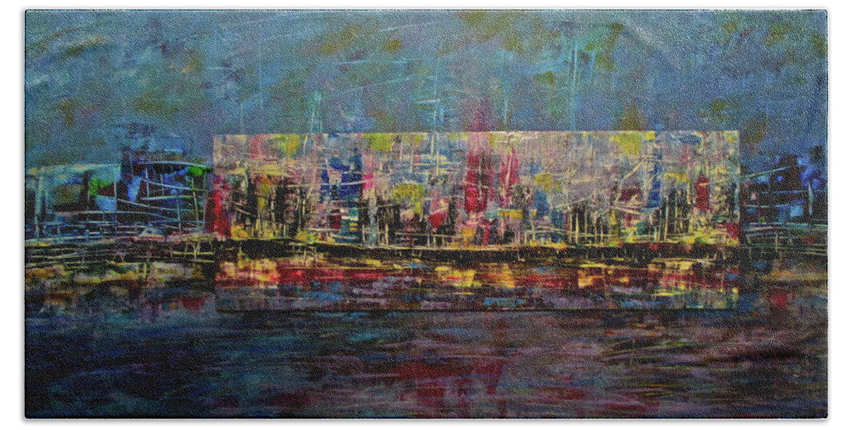 City Beach Towel featuring the painting On the Waterfront by Janice Nabors Raiteri