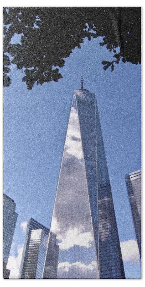 One World Trade Center Beach Towel featuring the photograph One World Trade Center by Kathy Chism