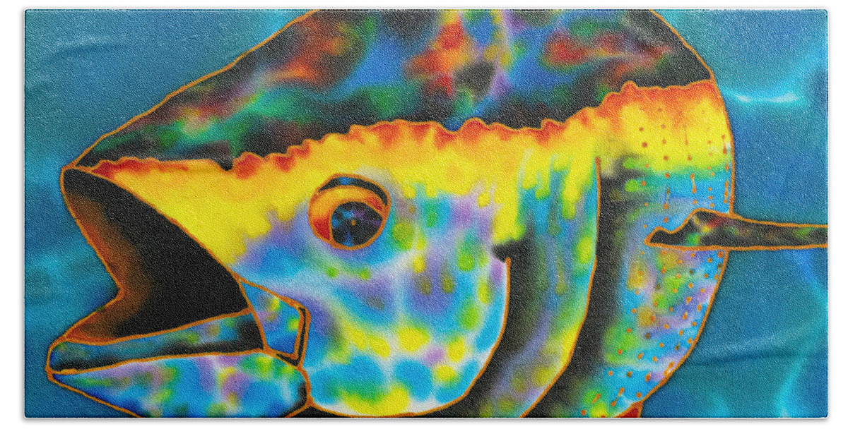 Saltwater Fish Beach Towel featuring the painting Opal Tuna by Daniel Jean-Baptiste