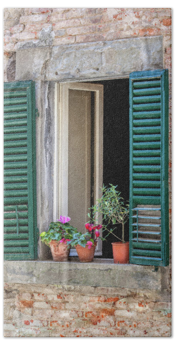 Window Beach Towel featuring the photograph Open Window of Tuscany by David Letts