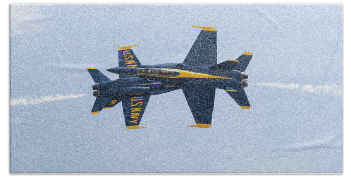 Blue Angels Beach Towel featuring the photograph Opposing Knife-Edge Pass. by Art Cole