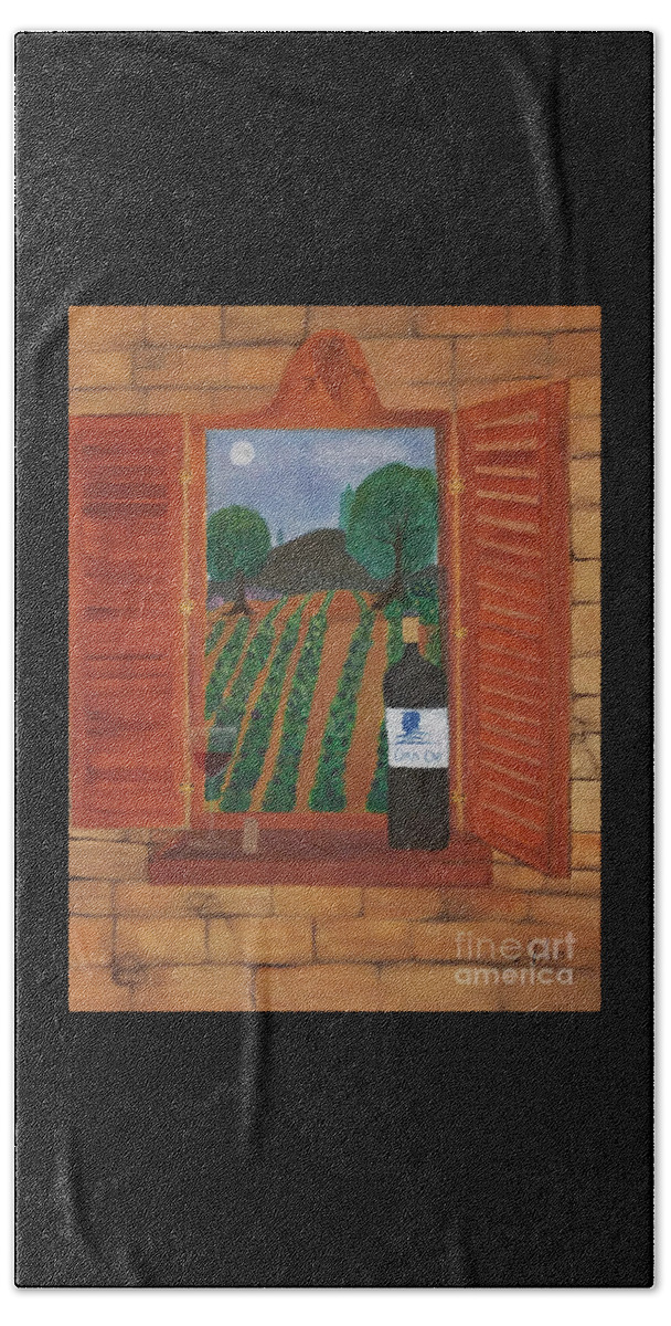 Wine Beach Towel featuring the painting Opus One Napa Sonoma by Artist Linda Marie