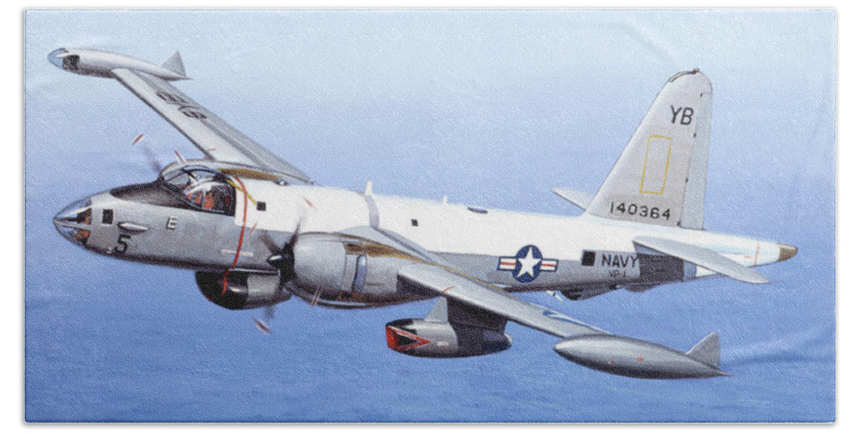 Military Aircraft Beach Towel featuring the painting Lockheed P2V-7 Neptune by Jack Fellows