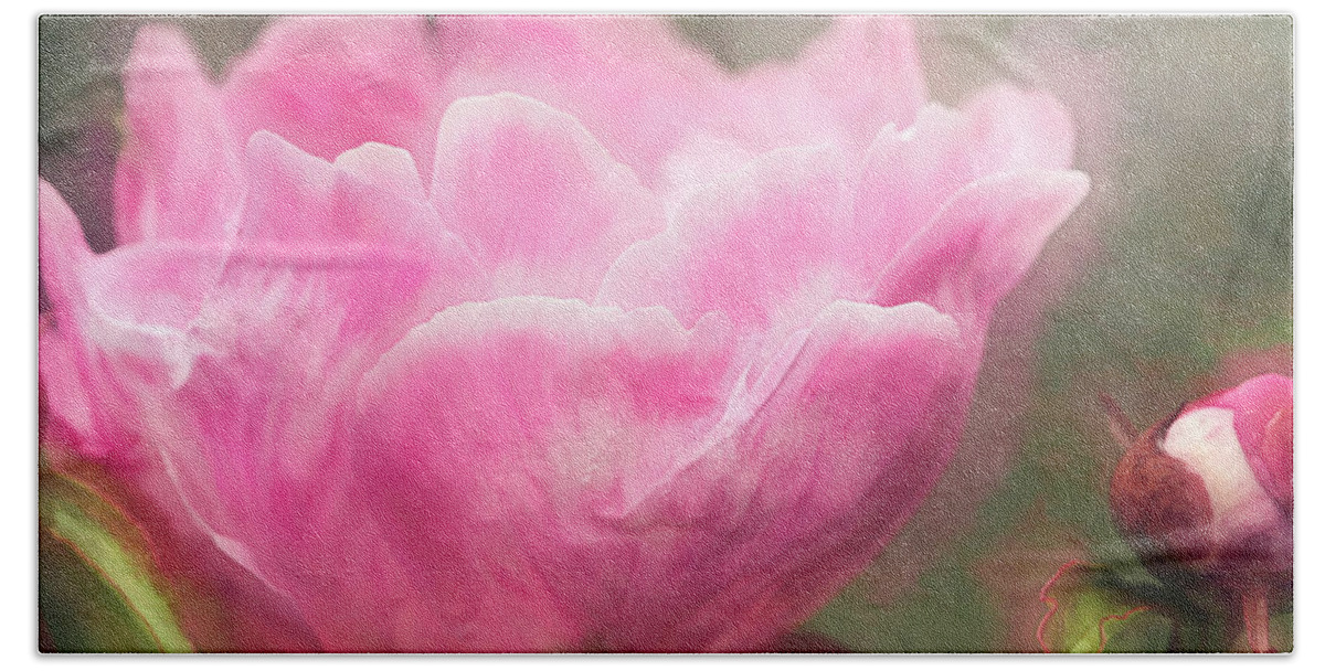 Peony Beach Towel featuring the photograph Painterly Peony by Cindi Ressler