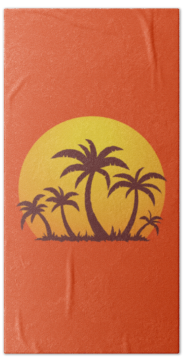 Sea Beach Towel featuring the digital art Palm Trees and Sun by John Schwegel