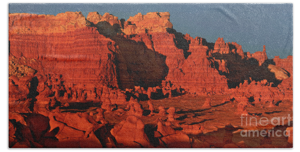North America Beach Towel featuring the photograph Panorama Hoodoos Goblin Valley Utah by Dave Welling