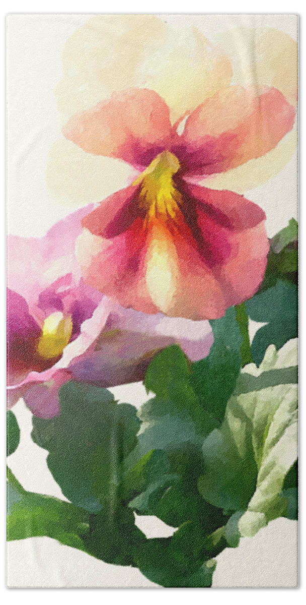 Pansy Beach Towel featuring the photograph Pansies in Sunshine by Susan Savad
