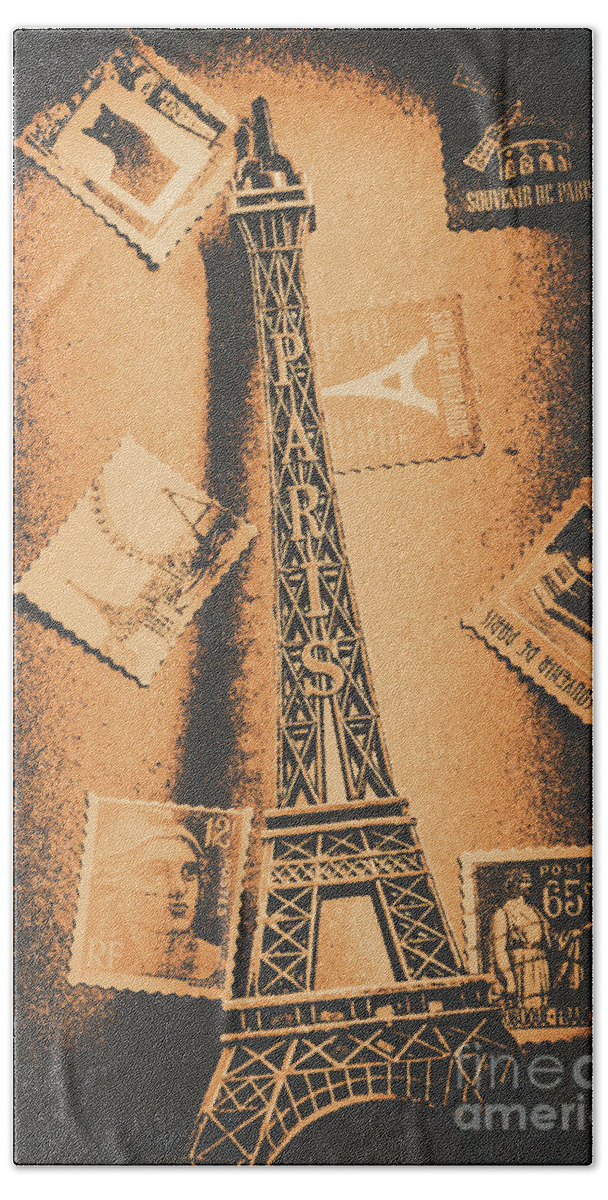 Postcard Beach Towel featuring the photograph Parisian Post Facade by Jorgo Photography