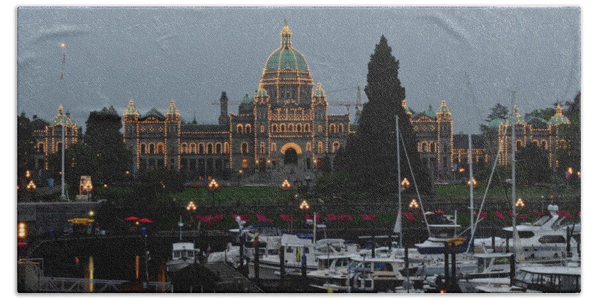 Vicgtoria Beach Towel featuring the photograph Parliament Building by Segura Shaw Photography