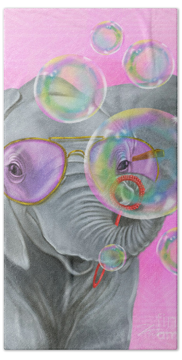 Elephant Beach Sheet featuring the mixed media Party Safari Elephant by Shari Warren