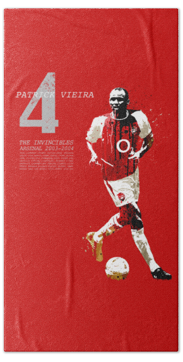 World Cup Beach Towel featuring the painting Patrick Vieira - invincibles arsenal by Art Popop