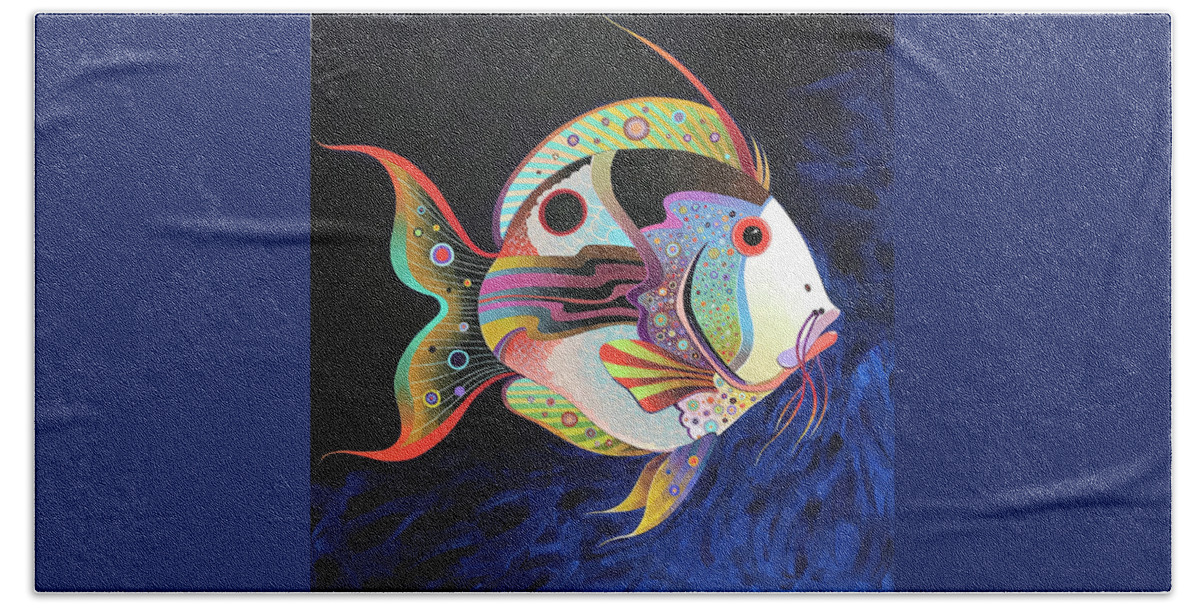 Fauvism Beach Sheet featuring the painting Peacock Flounder by Bob Coonts