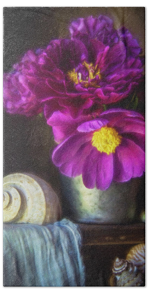 Peony Beach Towel featuring the photograph Peony Still Life by Cindi Ressler