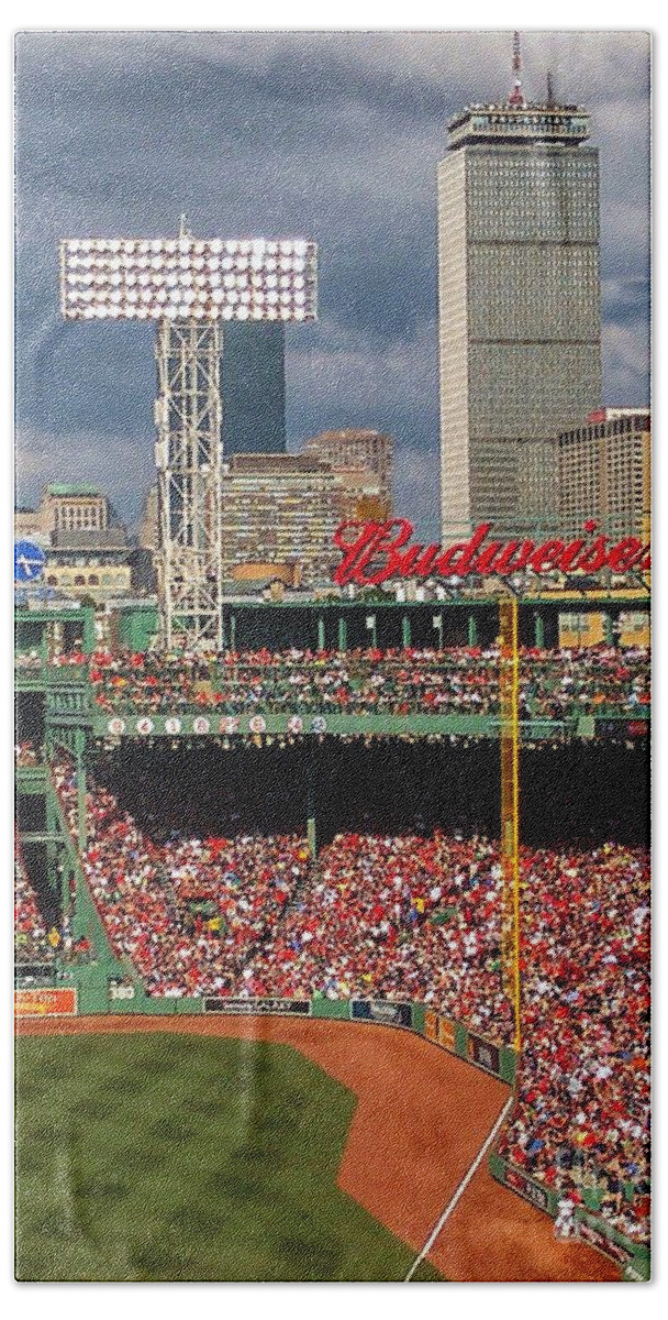 Fenway Park Beach Sheet featuring the photograph Peskys Pole at Fenway Park by Mary Capriole