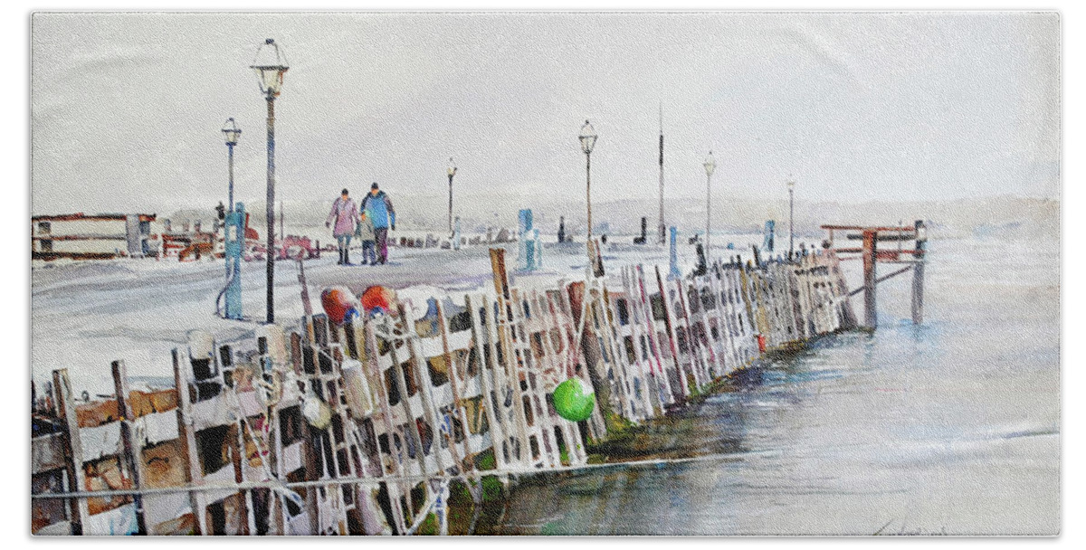 Visco Beach Sheet featuring the painting Piers to be Cold by P Anthony Visco