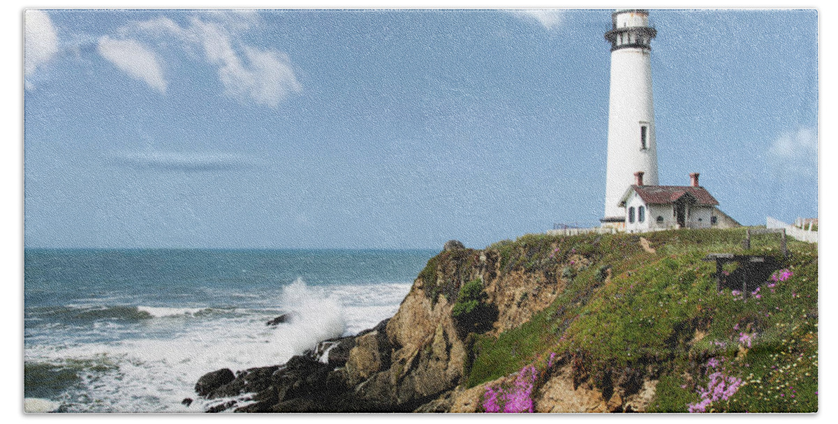 Pigeon Point Beach Towel featuring the photograph Pigeon Point Lighthouse by Gary Geddes