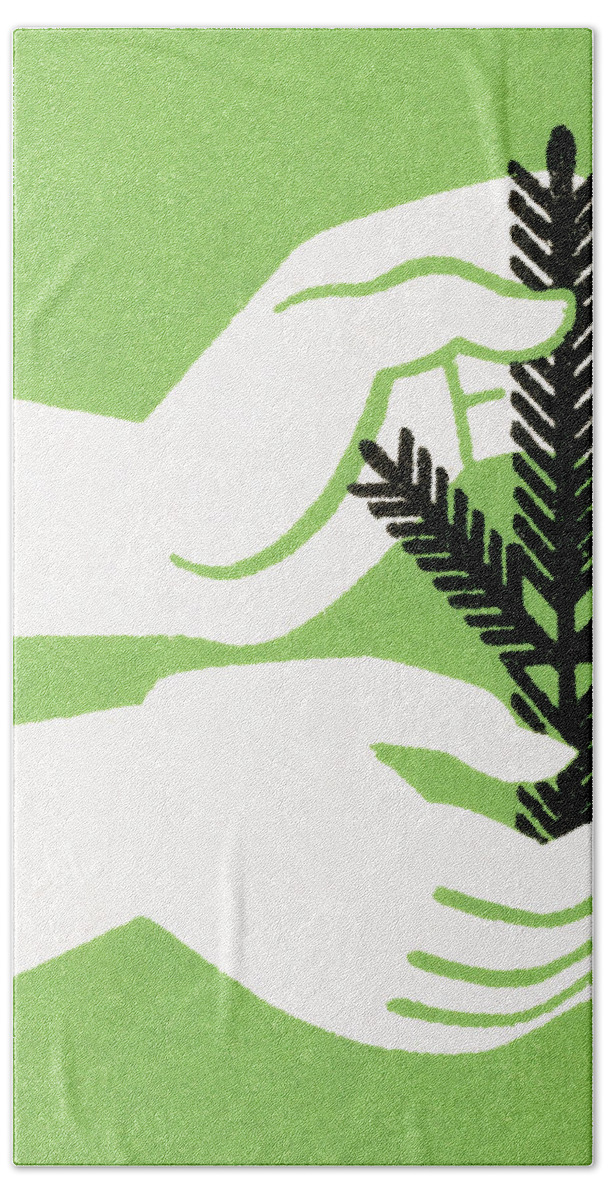 Bough Beach Towel featuring the drawing Pine branch in hand by CSA Images