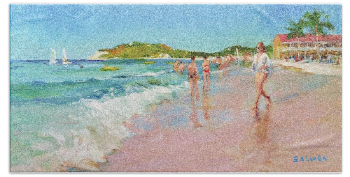 Sun Beach Sheet featuring the painting Pineapple Beach, Antigua by Peter Salwen