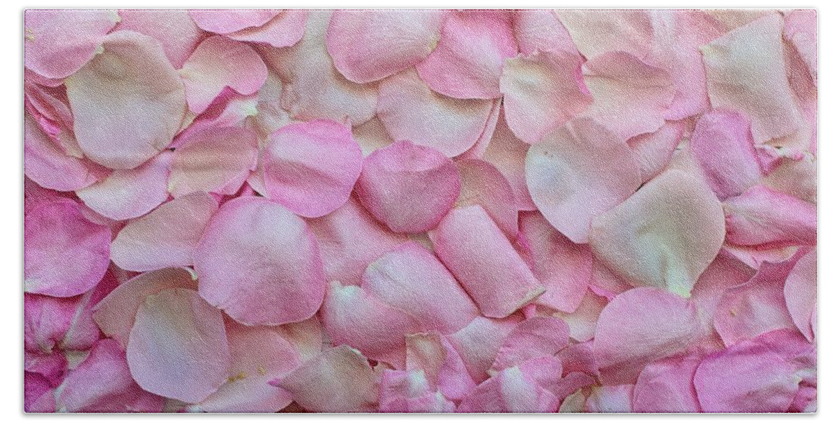 Flower Beach Towel featuring the photograph Pink rose petals by Top Wallpapers