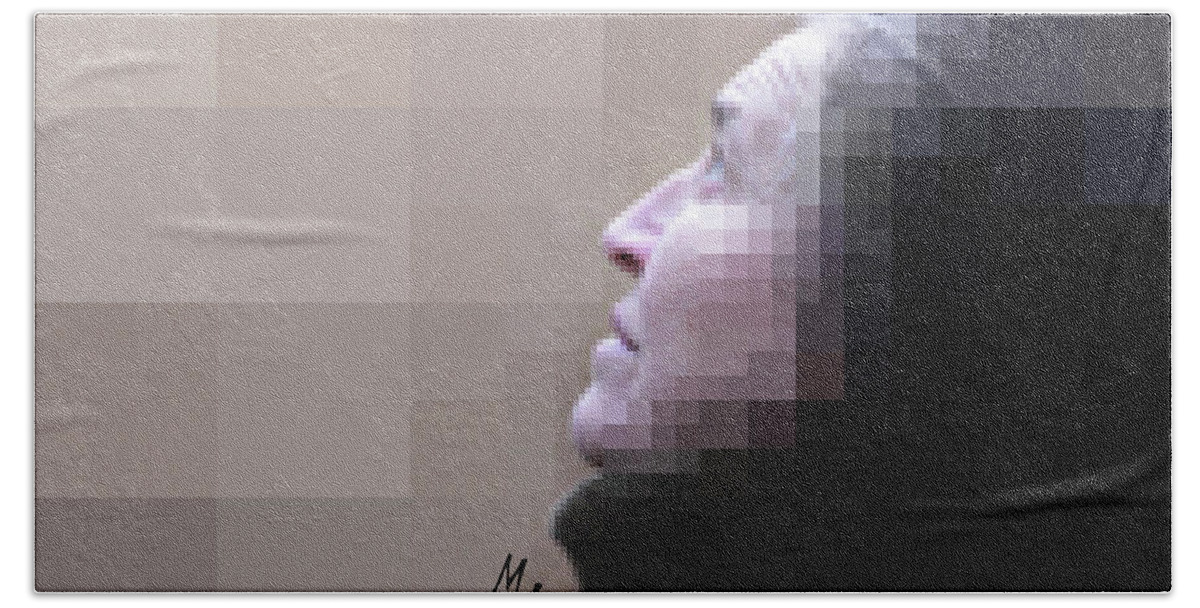 Pixel Portrait Beach Towel featuring the digital art Pixel Portrait by Attila Meszlenyi