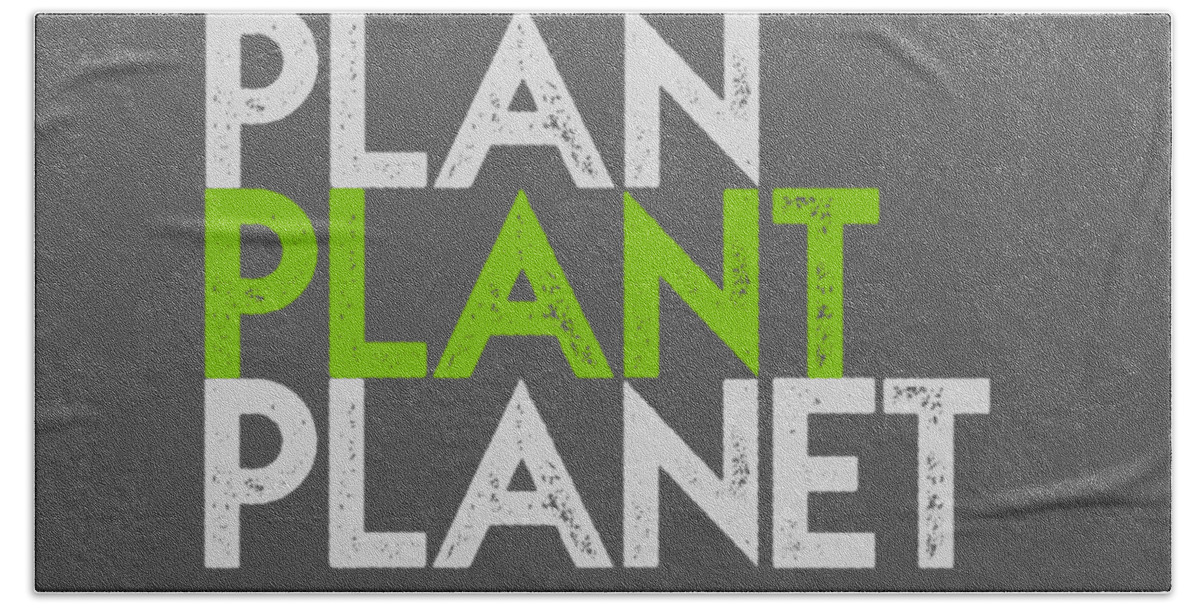  Beach Towel featuring the drawing Plan Plant Planet - green and gray standard spacing by Charlie Szoradi