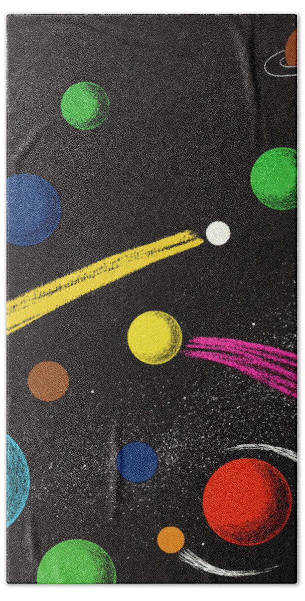 Astronomy Beach Towel featuring the drawing Planets in Outer Space by CSA Images
