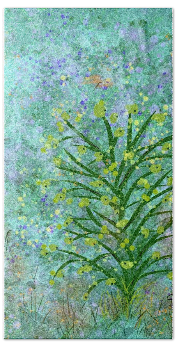 Spores Beach Towel featuring the digital art Pollination by Sherry Killam