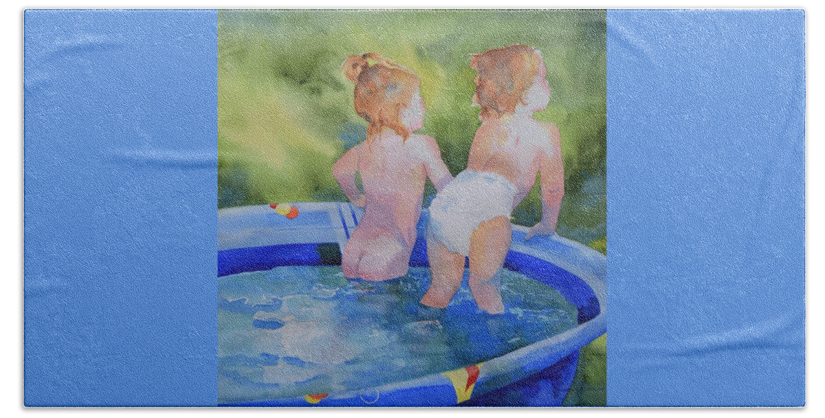 Children Beach Towel featuring the painting Pool Nymphs by Celene Terry