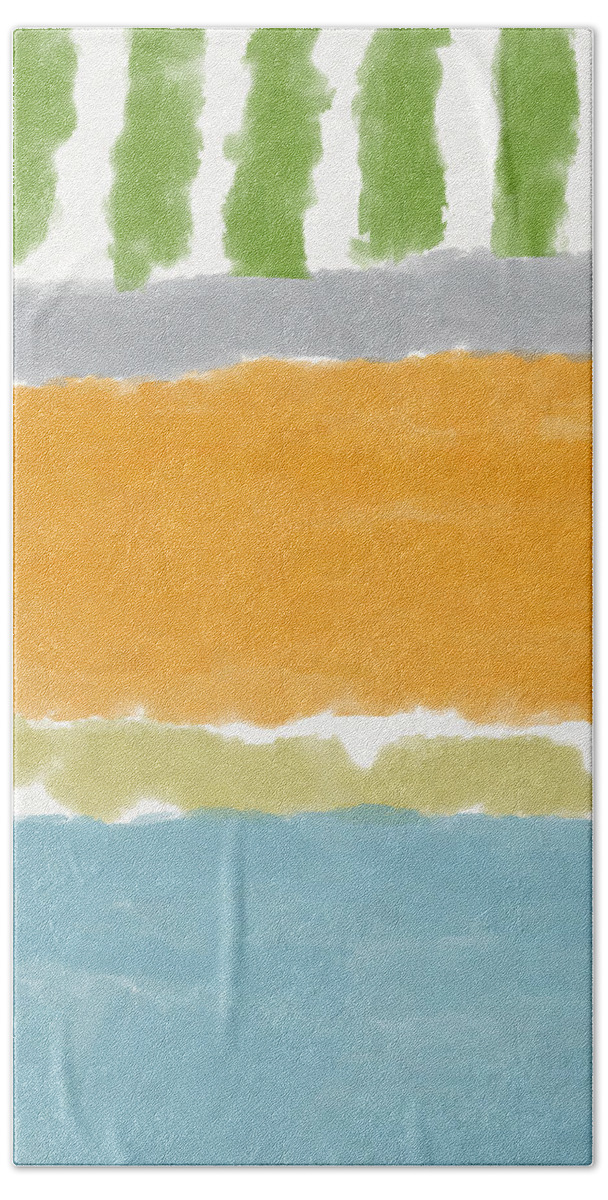 Orange Beach Towel featuring the painting Poolside 1- Art by Linda Woods by Linda Woods
