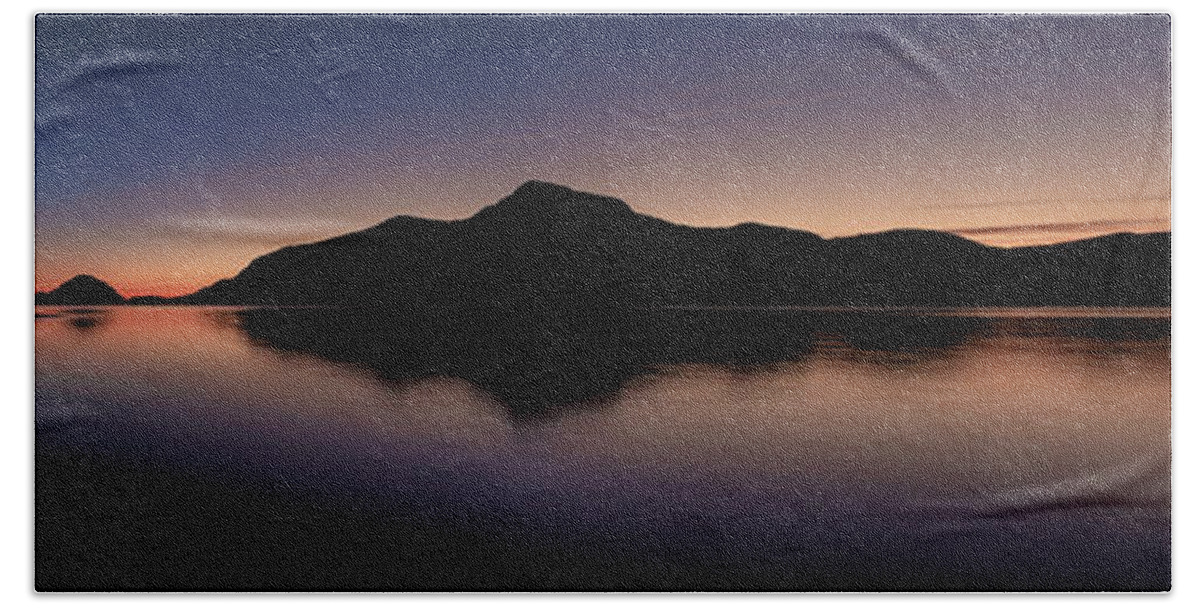 Panorama Beach Towel featuring the photograph Porteau Cove Panoramic Blue Hour 2 by Monte Arnold