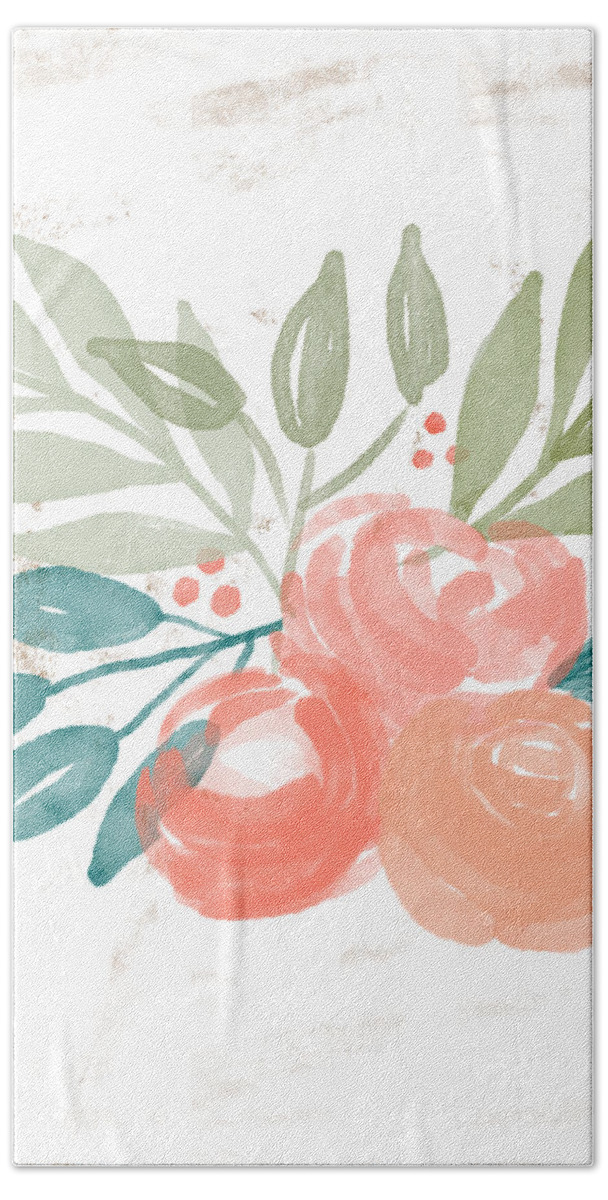Roses Beach Towel featuring the mixed media Pretty Coral Roses 2- Art by Linda Woods by Linda Woods