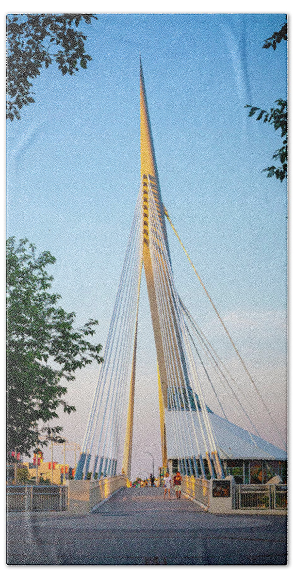 Provencher Bridge Beach Sheet featuring the photograph Provencher Bridge 1 by Chris Dutton