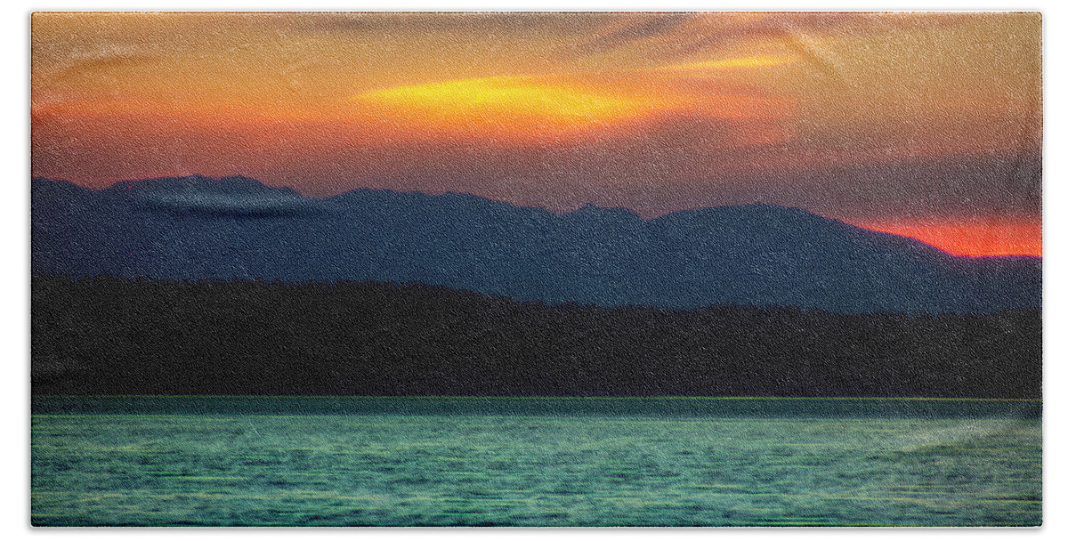 Puget Sound Beach Towel featuring the photograph Puget Sound Sunset Colorful by Cathy Anderson