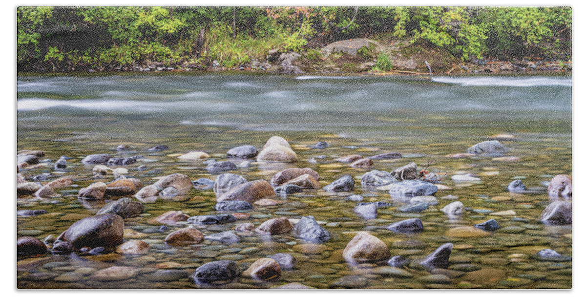 Landscapes Beach Towel featuring the photograph Puntledge River-3 by Claude Dalley