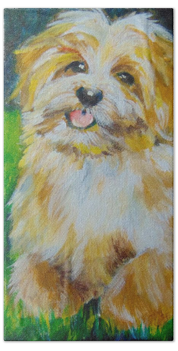 Terrier Beach Towel featuring the painting Puppy by Saundra Johnson