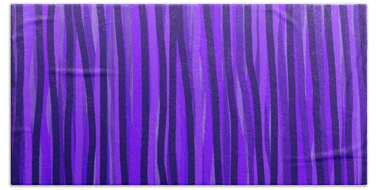 Purple Lines By Annette M Stevenson Beach Sheet featuring the digital art Purple Lines by Annette M Stevenson
