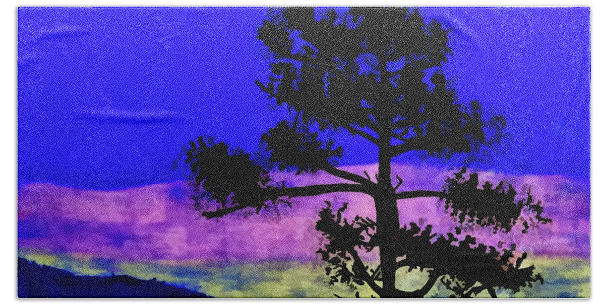 Sunset Beach Towel featuring the drawing Purple Sunset Bay by D Hackett