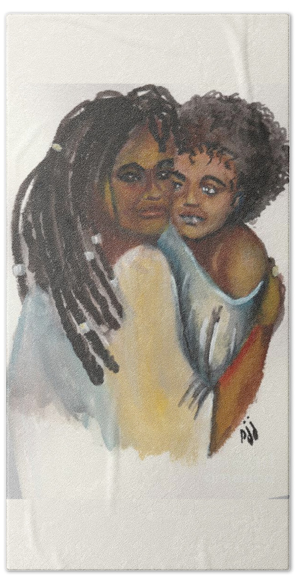 African-american Beach Towel featuring the painting Queen Love by Saundra Johnson