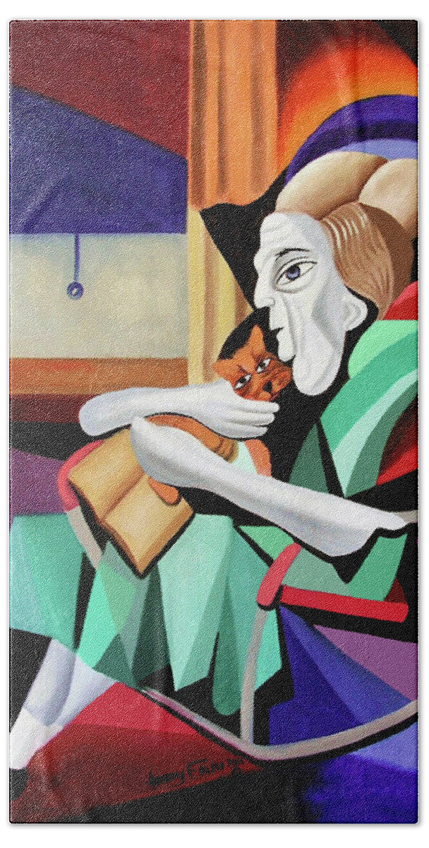 Cubism Beach Towel featuring the painting Quiet Time by Anthony Falbo